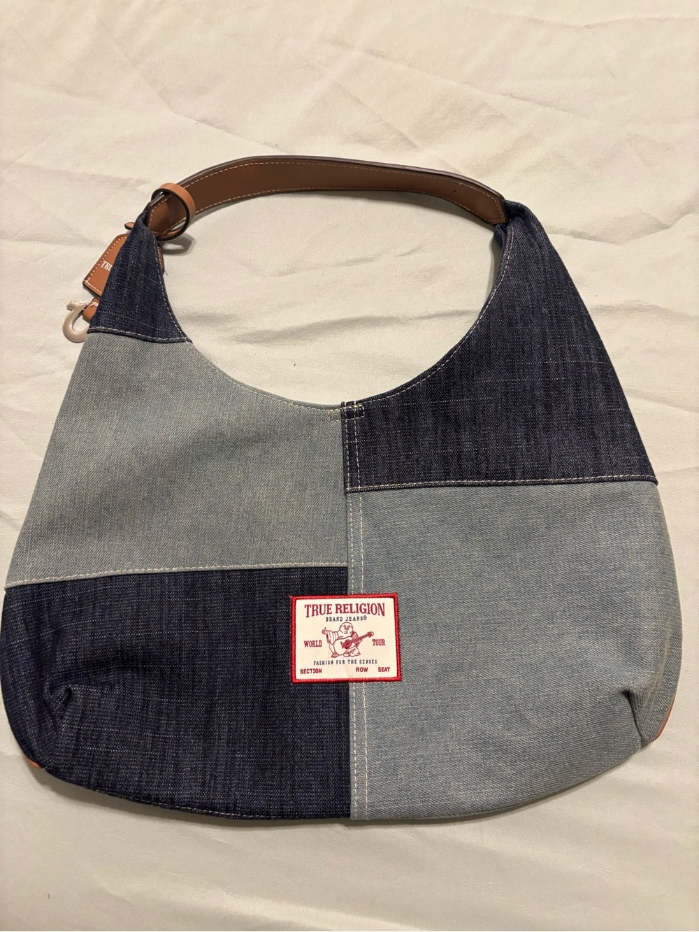 True Religion Patchwork Denim Hobo Bag in Blue
